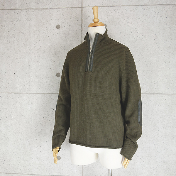 セオリー theory　牛革パッチ使い　ウールセーター　カーキ/42(L)