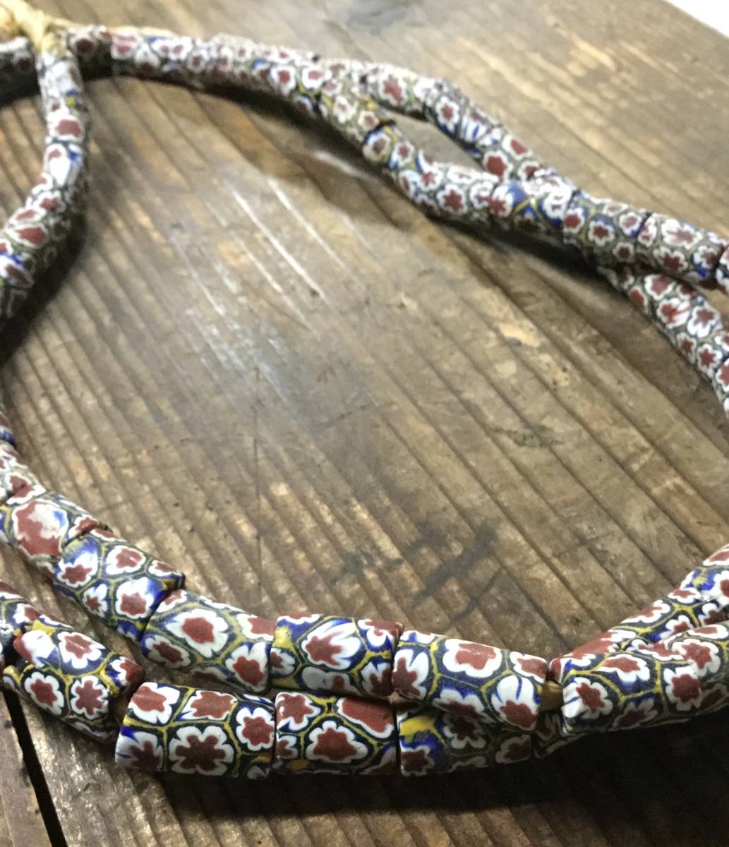 アンティークとんぼ玉☆稀少ミルフィオリ長連 ヴェネツィア