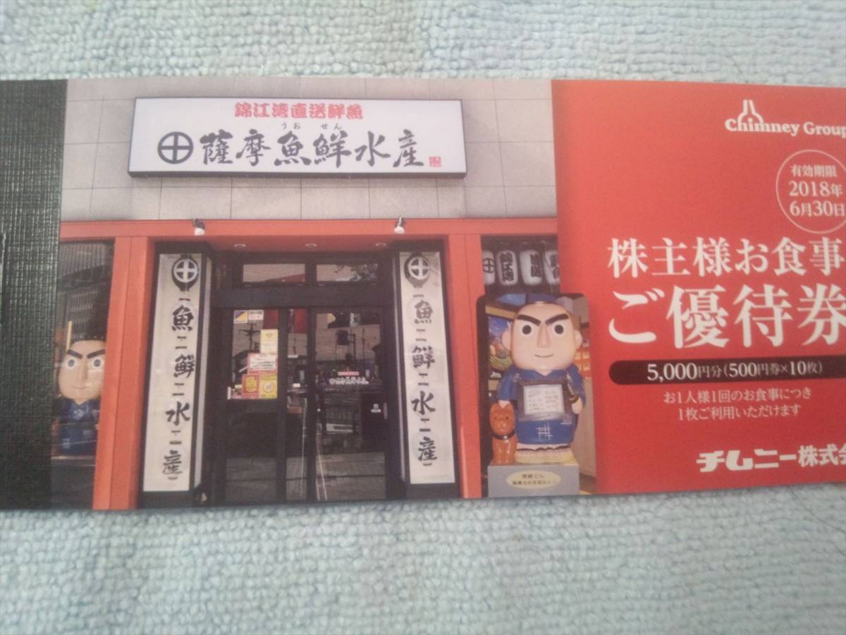 最新★チムニー★株主優待券★5000円分★500円券×10枚