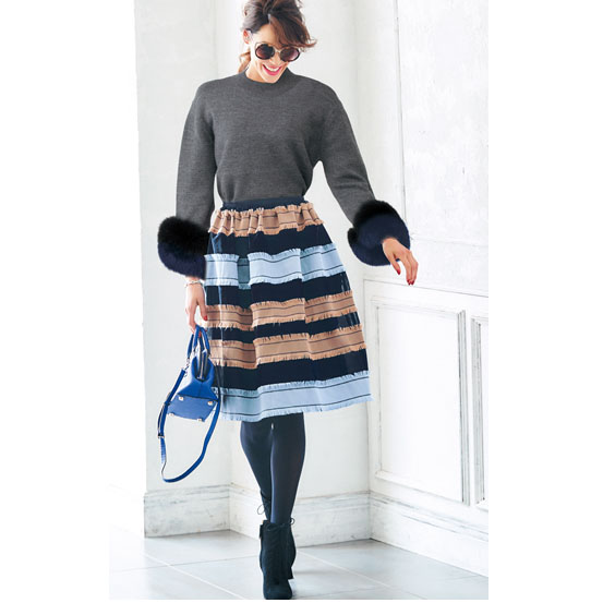 ★☆新品未使用_Chesty_チェスティ_ボーダージャガードスカート_ネイビー_1☆★