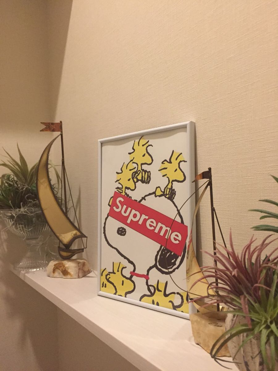 アートポスター☆額縁付☆Supreme×スヌーピー☆オリジナルアート