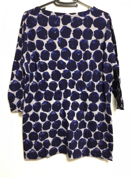 ワイズフォーリビング Y's for living トップス 七分袖カットソー ダークネイビー×ブルー×グレー レディース ドット柄