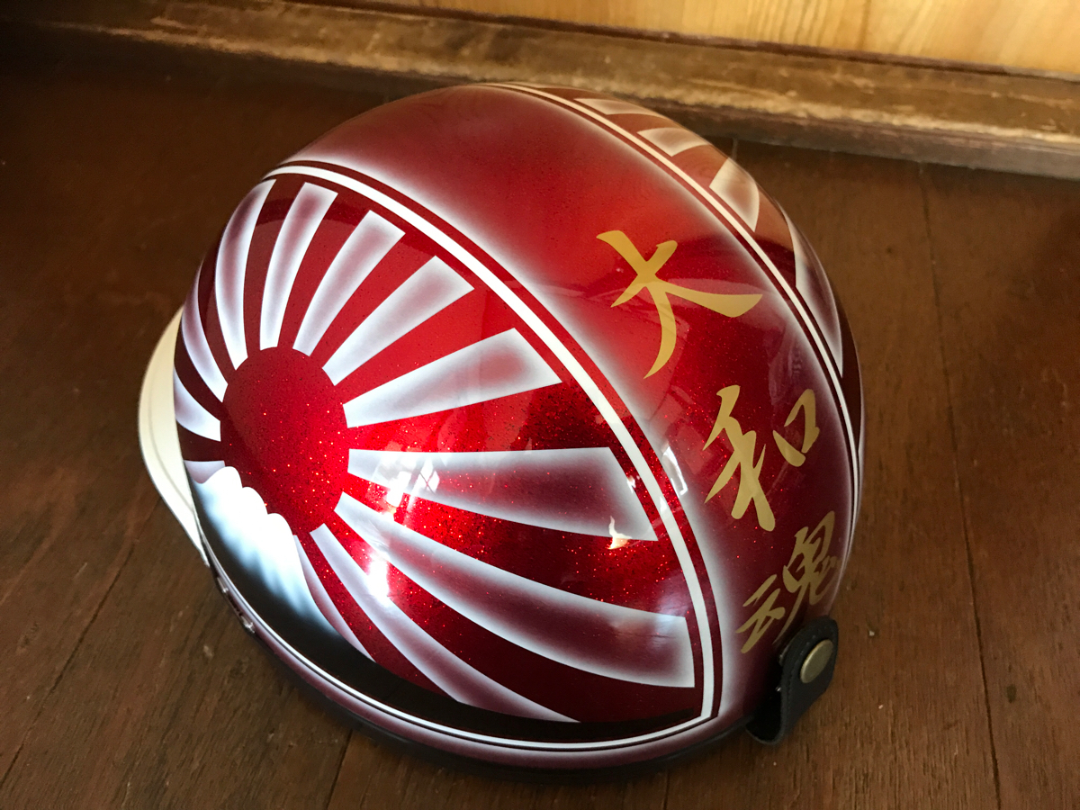 富士日章 コルク半 ラメ ヘルメット レッドラメ ラップ塗装 by paint