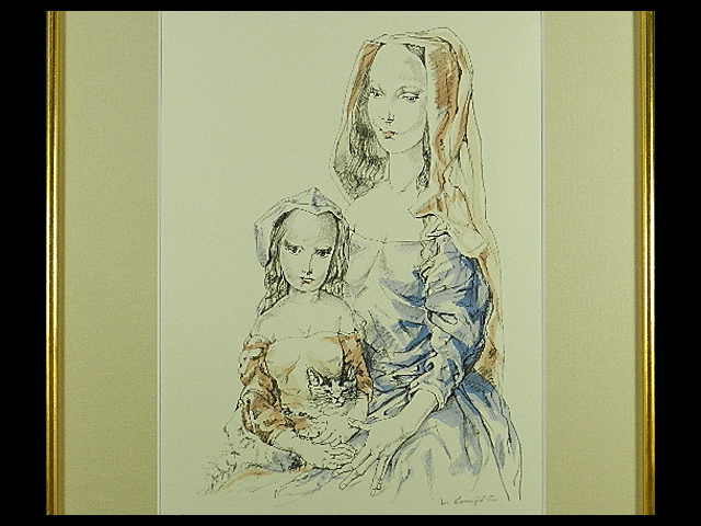 リトグラフ 藤田嗣治 - | 母子像 :: 絵画買取・販売 : ※母性※ 1964年作