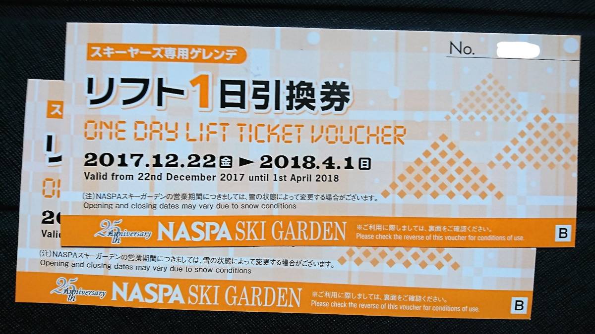 ナスパスキーガーデン スキー場 平日リフト1日券 リフト券 4枚 ナスパスキーガーデン スキー場 平日リフト1日券 リフト券 4枚