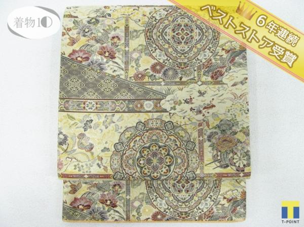  着物10 1円 絹 袋帯 国宝華文之詩 瑞花文 宝相華 吉祥文様 宝尽くし 更紗 花唐草 花 菊 鳥 長さ437cm(仕立て上がり)｜売買されたオークション情報、yahooの商品情報をアーカイブ公開 - オークフ 仕立て上がり