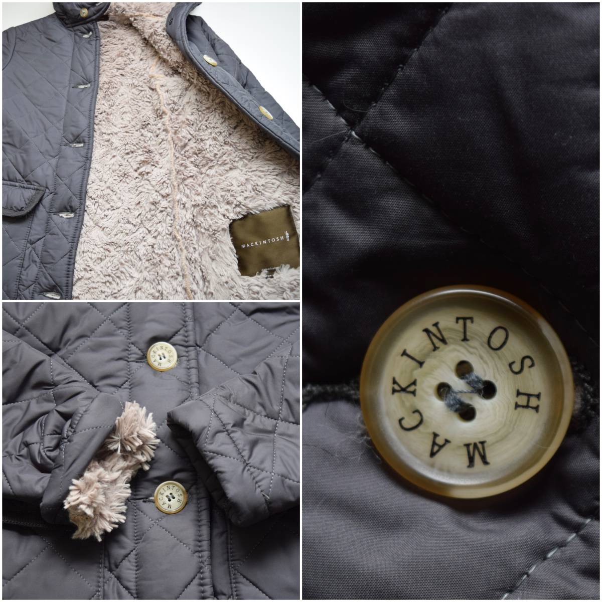 美品 Mackintosh GRANGE キルティング 裏 ボア コート 34 