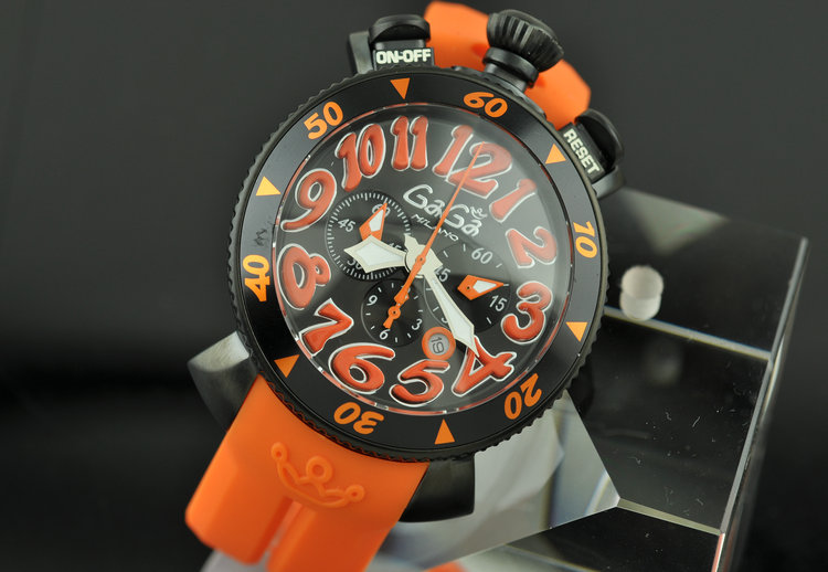 100円～高品質メンズ 手巻きミラノ 腕時計 48mm オレンジ クロノ