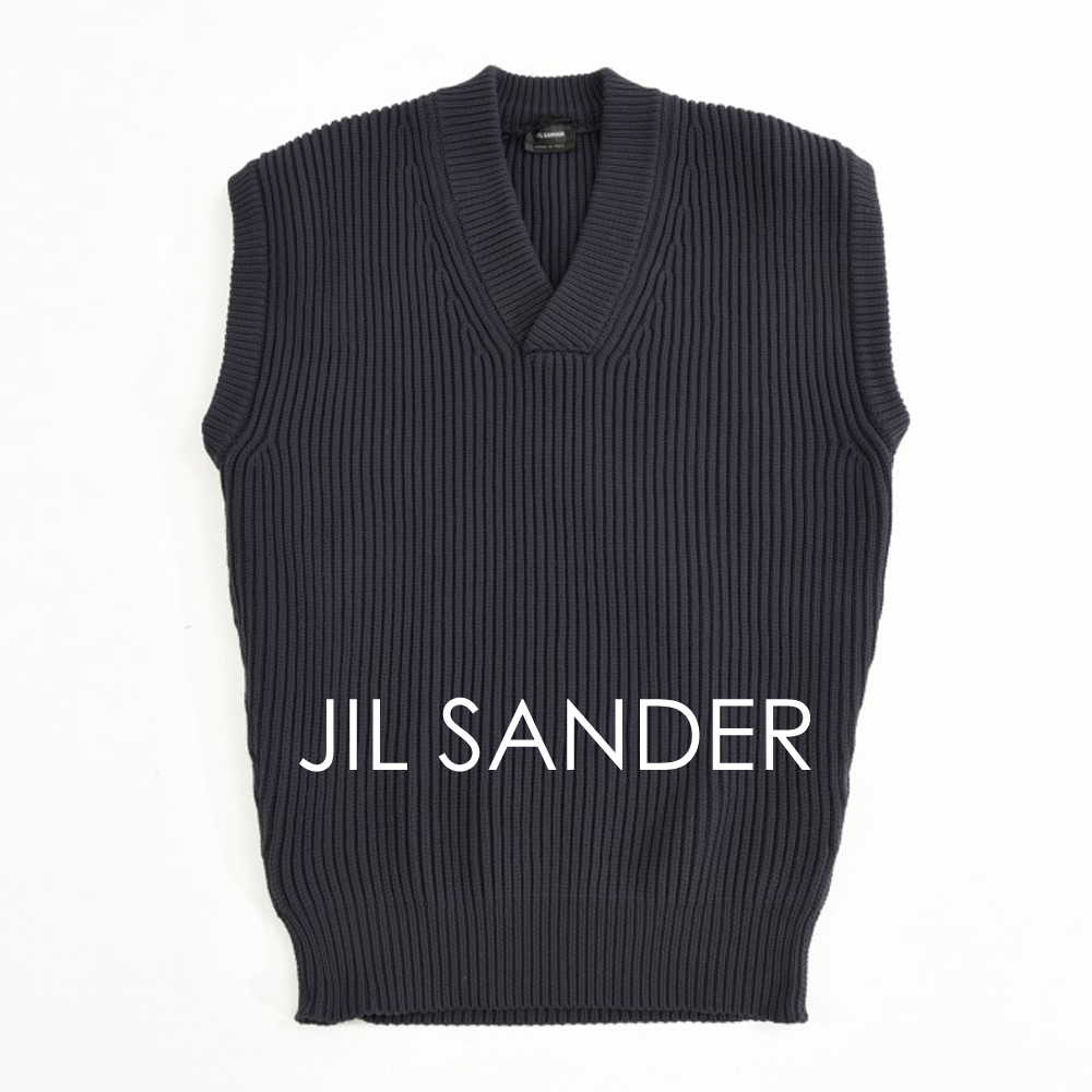 新品 JIL SANDER 【46】ニット ベスト Vネック/ポリアミド100