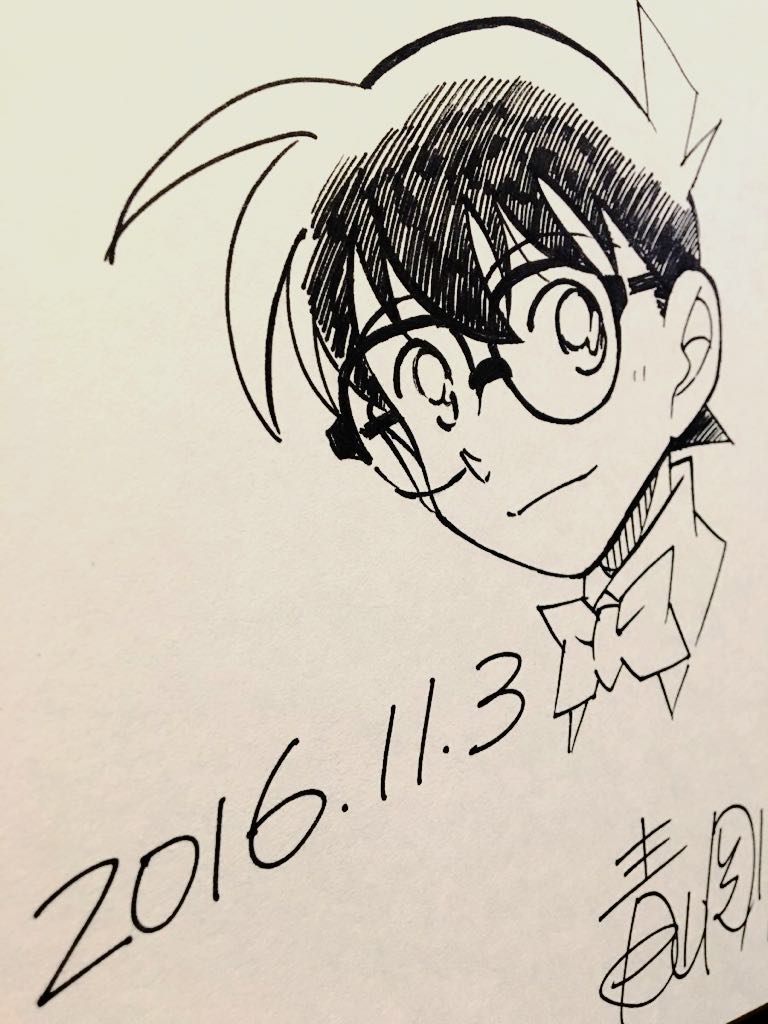 青山剛昌先生 直筆サイン色紙 名探偵コナン(サイン、直筆画)｜売買され