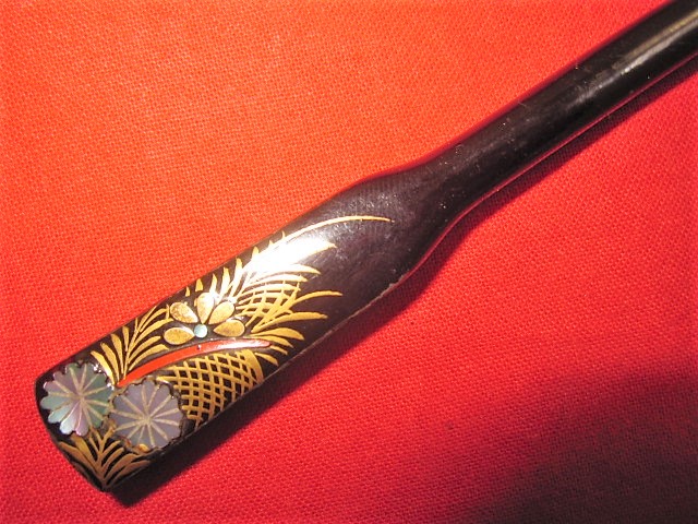 美麗、時代物蒔絵細工　櫛・笄セット　２組