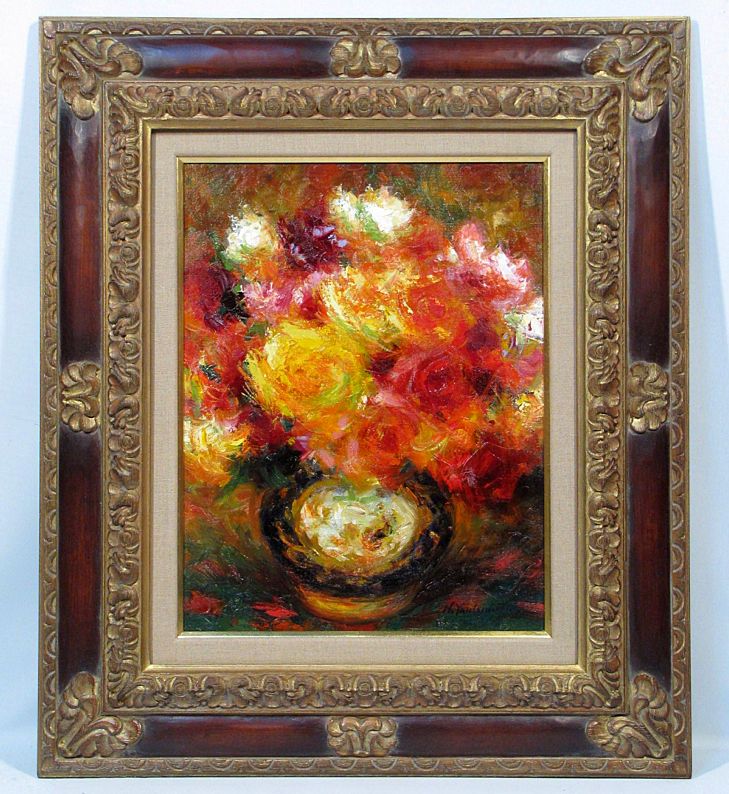 薔薇 山本彪一「薔薇」油絵・F6号 絵画買取・販売の小竹美術 山本彪一