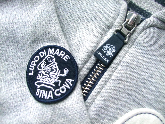 SINA COVA シナコバ 裏に花柄◇LUPO 美品 船長エンブレム LUPO DI MARE SINA COVA/シナコバ/ロゴ/ジップアップスウェット4L(ジャケットブルゾン