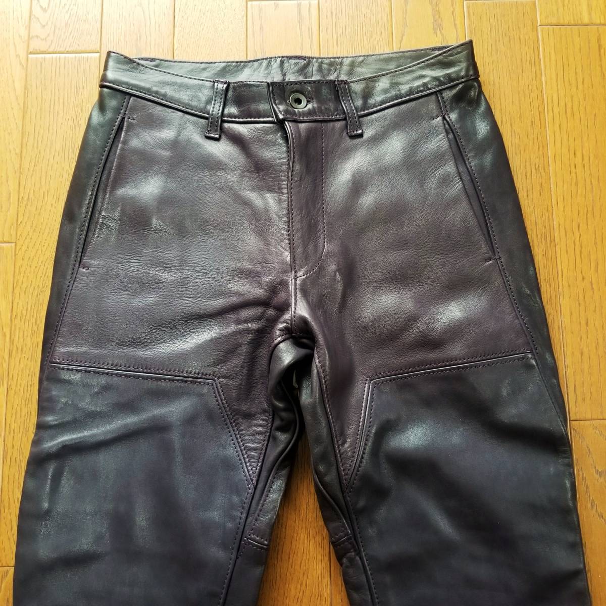 BRU NA BOINNE (ブルーナボイン)ガルパンツ レザーパンツ サイズ1 名作】BRU NA BOINNE ブルーナボイン ガルパンツ 0 パープル 革パン