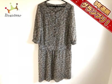 23区 ワンピース ニジュウサンク 「滝沢眞規子さん着用&frasl;一部店舗 一部店舗限定&frasl;接触冷感&frasl;洗えるラミータンブラー フレンチスリーブ ニジュウサンク 23区 ワンピース サイズ46 XL ダークネイビー×アイボリー×マルチ レディース シースルー