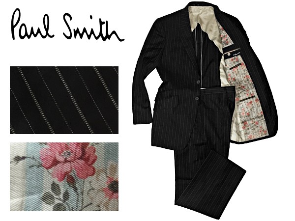 □1801.A5.20□最高級 ポールスミス PAUL SMITH 花柄 ピンストライプ柄