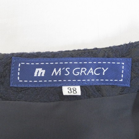M'S GRACY エムズグレイシー 花柄 刺繍 ワンピース ネイビー 38 M 美品
