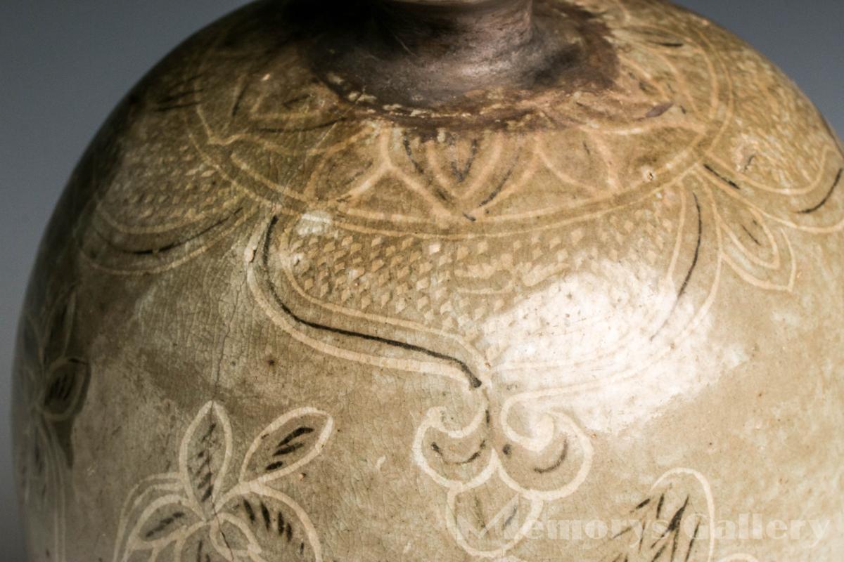 雅 古美術展】大名品 時代高麗青磁象嵌柳蓮文梅瓶 時代箱 【公式通販】