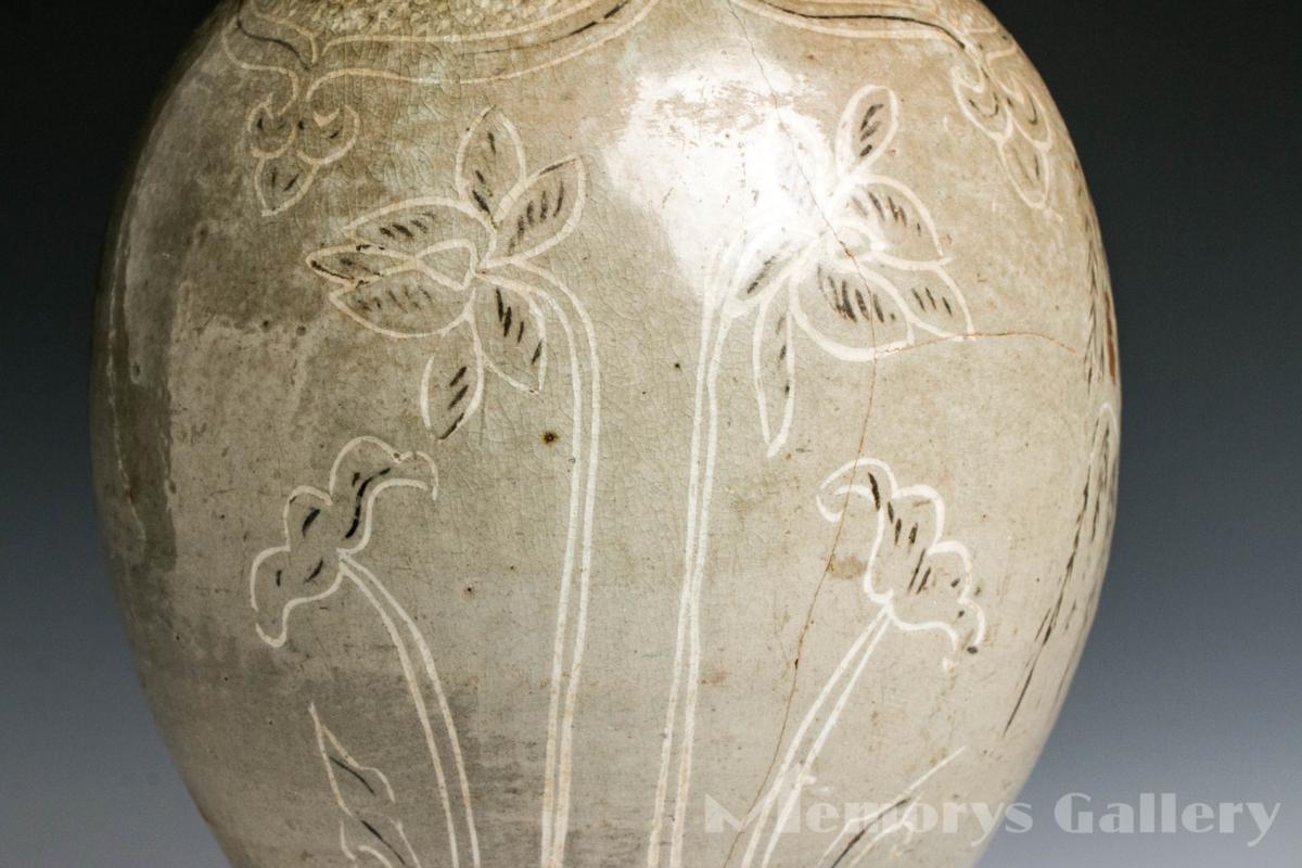 雅 古美術展】大名品 時代高麗青磁象嵌柳蓮文梅瓶 時代箱 【公式通販】