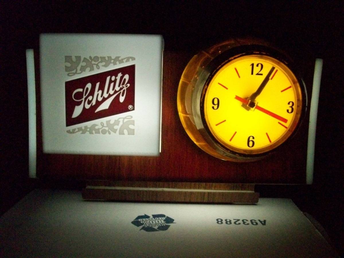 照明 SCHLITZ シュリッツ ビンテージ ライトサイン ビール 時計 1971 