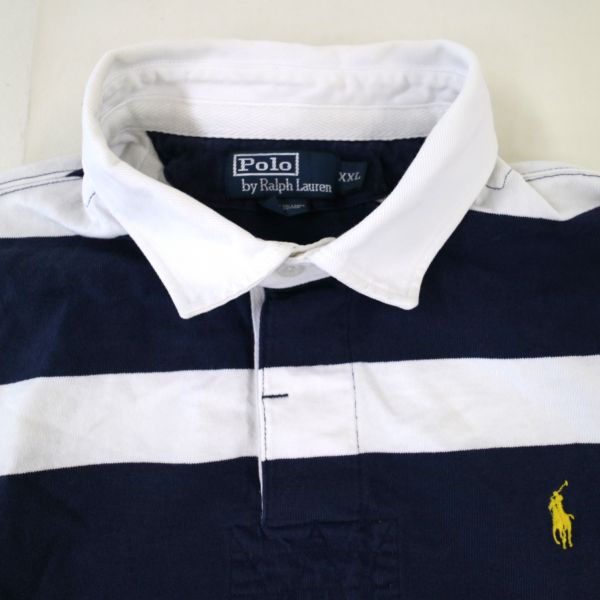 Polo by Ralph Lauren ポロラルフローレン コットンラガーシャツ 紺×白 (XXL) 大きいサイズ E5604