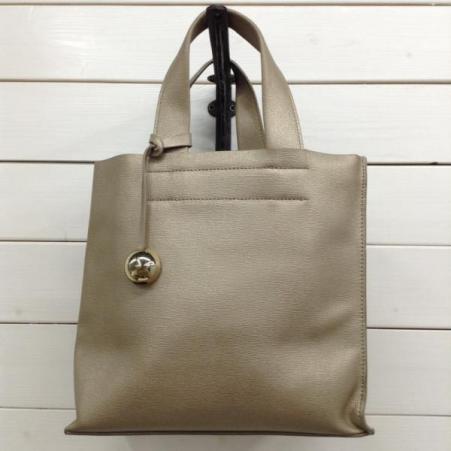フルラ レザー ハンドバッグ スクエア型 ベージュ FURLA 無地 レザー 