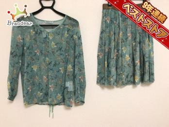 ヴィヴィアンタム VIVIENNE TAM レディーススーツ スカートセットアップ サイズ上1 下2 グリーン×マルチ レディース シースルー/花柄