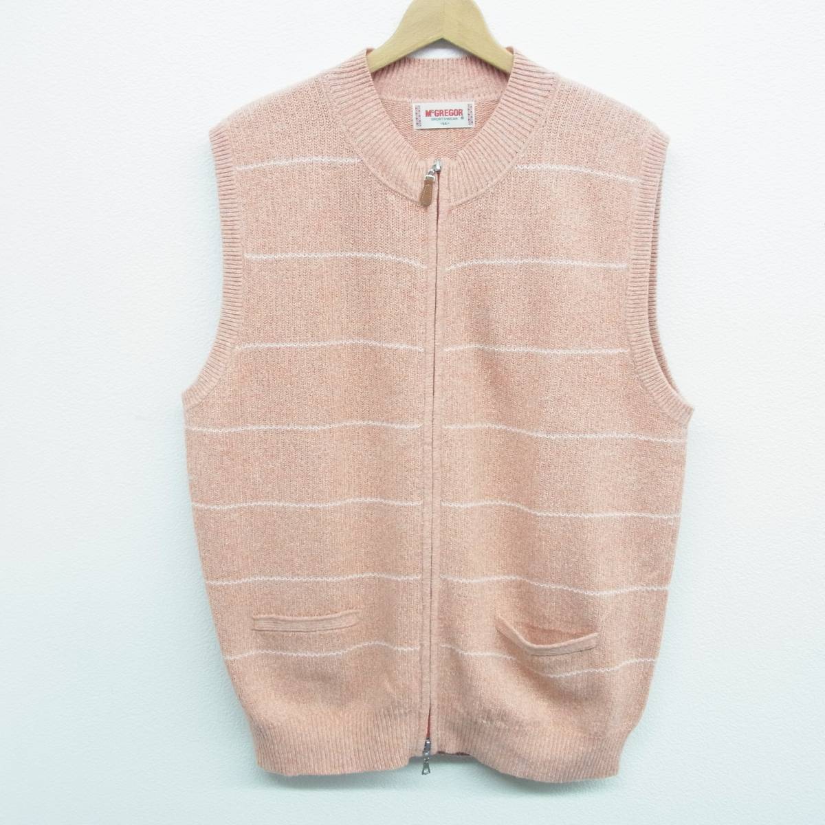 セール，低価 MCGREGOR マクレガー フルジップ ボーダー ニットベスト LL SIZE サーモンピンク(XLサイズ以上)｜売買されたオークション情報、yahooの商品情報をアーカイブ公開 - オークファン XLサイズ以上