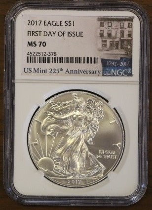 新品，人気SALE 2017 アメリカ イーグル銀貨 NGC First Day of Issue MS70 アメリカ造幣局225周年記念ラベル 最高評価鑑定品(北アメリカ)｜売買されたオークション情報、yahooの商品情報をアーカイブ公開 - オークファ 北アメリカ