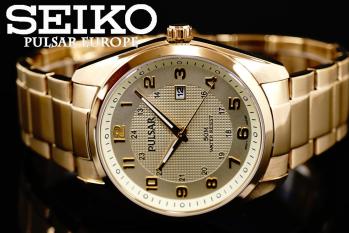 豪華GOLDインデックス 1円×3本セイコー逆輸入PULSAR 全身ゴールド50m防水 ビジネス 男性用 腕時計 新品未使用 SEIKO パルサー GOLD_1