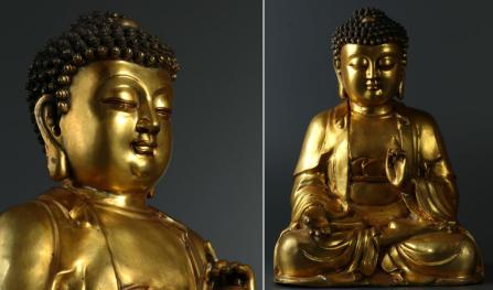 釈迦如来 Yahoo!オークション 仏像 銅造鍍金仕上げ 仏教美術 「鍍金 