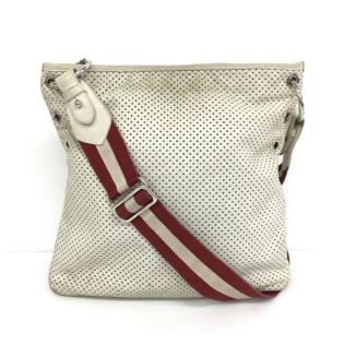 BALLY バリー パンチング ストライプ レザー ショルダーバッグ 