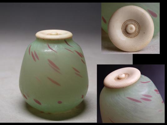 お得，人気SALE 7A2375 ◇平井依作 硝子茶入牙蓋共箱 茶道具 ・