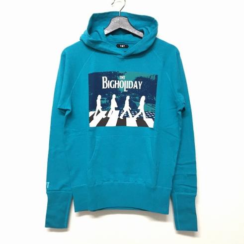 TMT 15AW スウェット パーカー プルオーバー BACK IN THE USA ターコイズ 青 S TSW-F15EC02 定価17280円