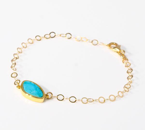 1スタ♪】 ターコイズ ブレスレット 14K イタリア 刻印 ブレスレット 