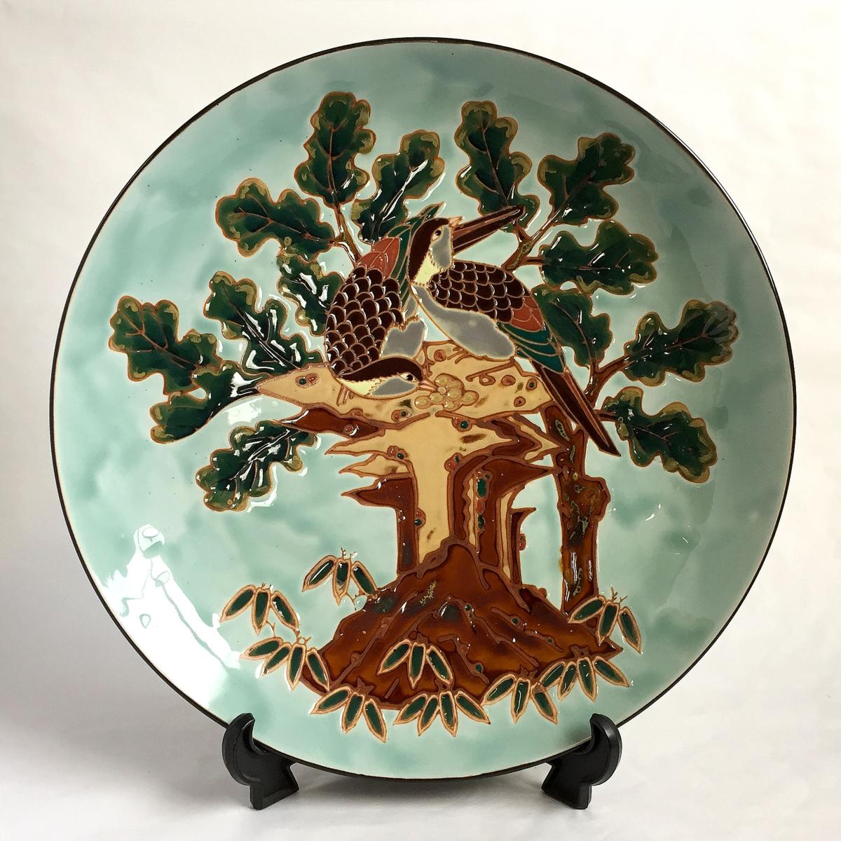 格安，大人気 香峰造 樹木 鳥 大皿 飾り皿 直径約45cm リサイクル アンティーク 紀の国屋(その他)｜売買されたオークション情報、yahooの商品情報をアーカイブ公開 - オークファン 陶磁一般