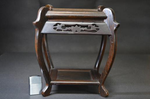 時代 唐木 透彫 花台　香炉台 盆栽台