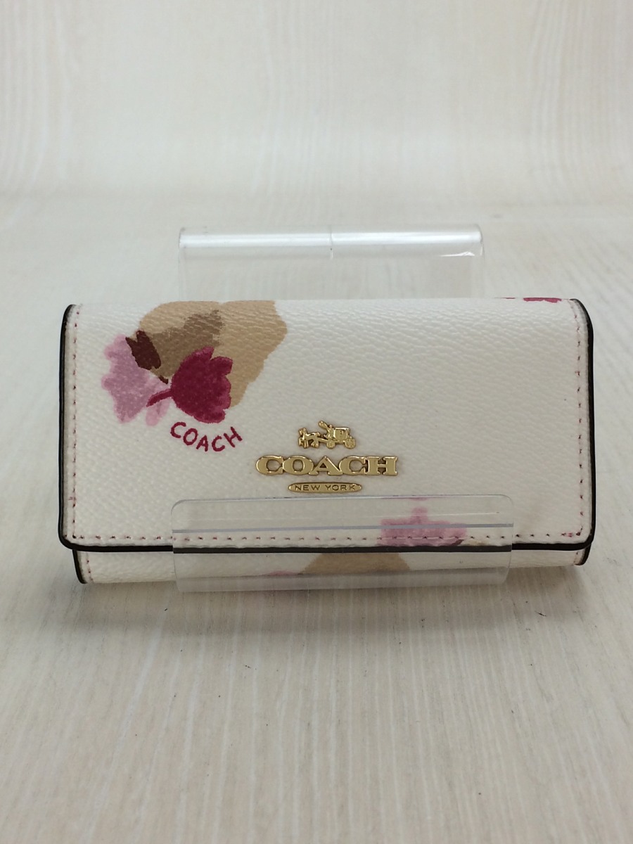 品質保証，低価 COACH◆キーケース/フェイクレザー/WHT/花柄