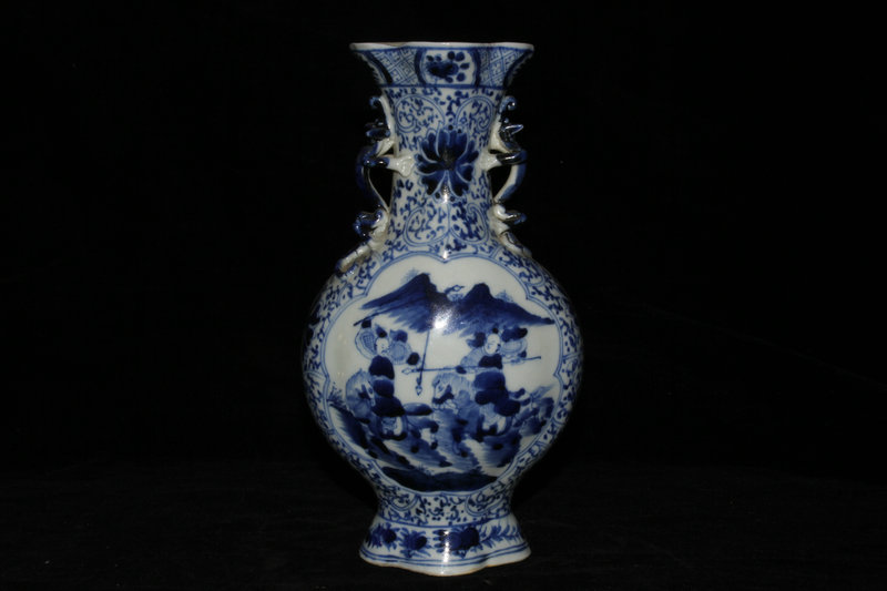 中国陶磁器 靑磁 花卉紋 花瓶 花器 年代物 稀少唐物 貴重 青花 陶芸