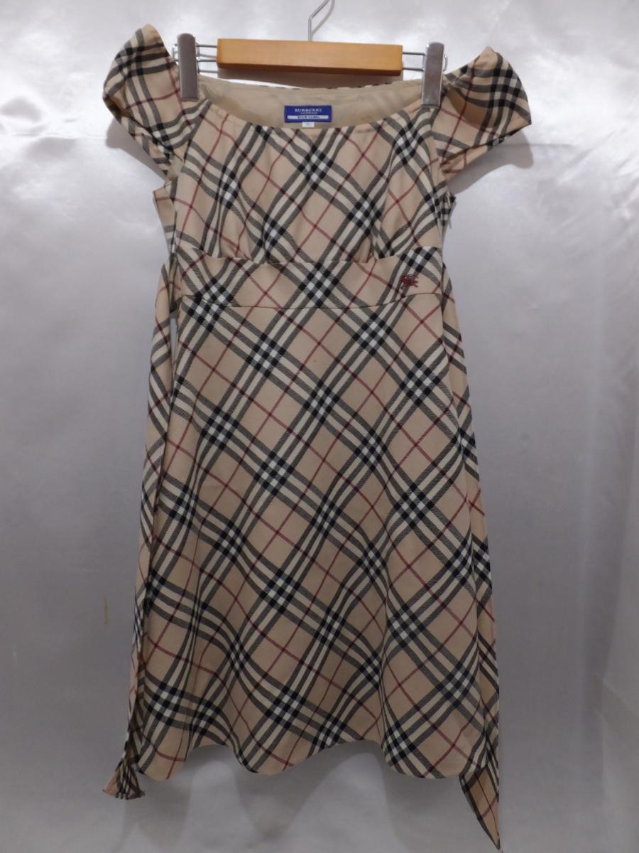 【得価，セール】 BURBERRY BLUE LABEL バーバリー ブルーレーベル ワンピース チェック柄 ベージュ サイズ36 S 日本製 レディース FMF48-671-43(ワンピース)｜売買されたオークション情報、yahooの商品情報をアーカイブ 女性用