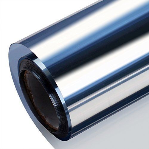 好評　 窓断熱シート マジックミラー フィルム ガラス透明断熱フィルム 建築建物ガラスフィルム (90cm×200cm、 ブルーシルバー)