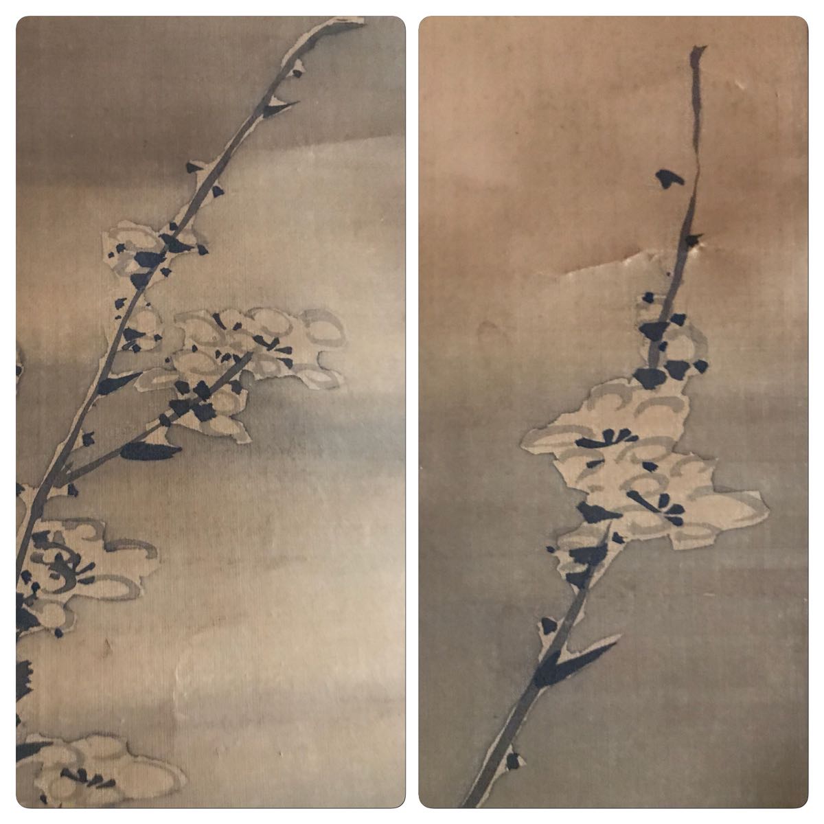 黄檗宗 海眼浄光 鶴亭「梅鴉之図」絹本 肉筆保証 花鳥図 水墨画 絵画 