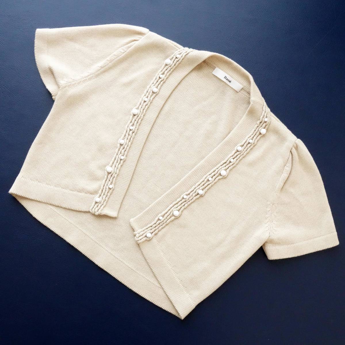 □Rene□ 34 ストーン ボレロカーディガン ベージュ系 ルネ ルネボレロ