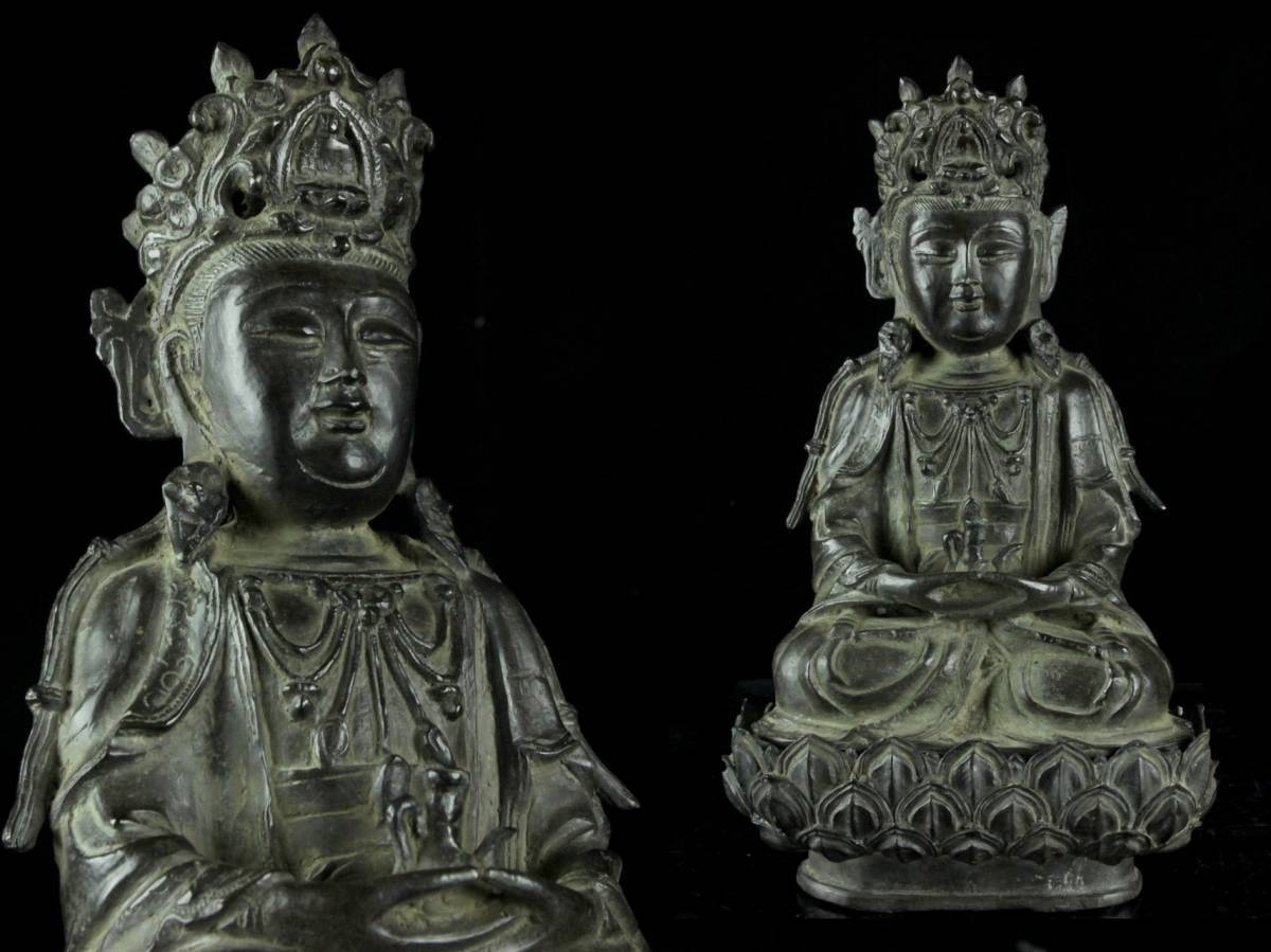 ◇櫟◇2 中国古玩 銅製 観音菩薩像 31cm 4069g 細密細工 仏像唐