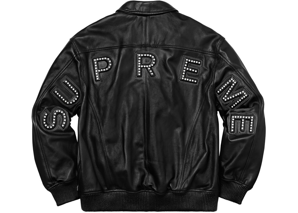 黒S】Supreme Studded Arc Logo Leather Jacket Black Small 