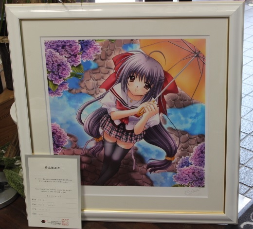 N▽【保管品】西又 葵 【雨上がり】ミクスドメディア 作品保証書付き
