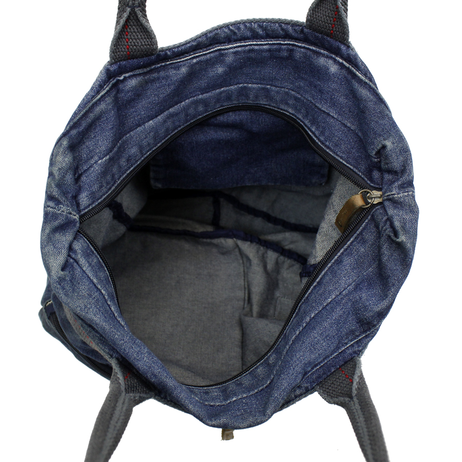 美品 EVISU エヴィス デニム トートバッグ 本革レザー使用 インディゴ