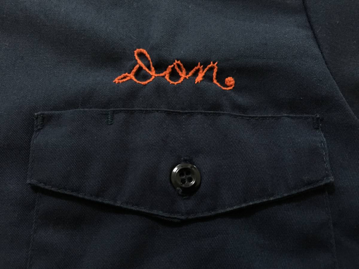 60S LEE チェーンステッチ 刺繍 半袖 ワークシャツ USA製 ネイビー 