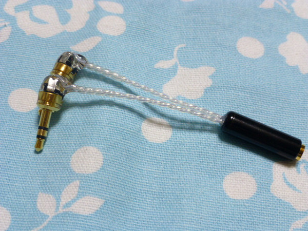 3.5mm4極 (メス) → Mojo GND分離 変換ケーブル オーグライン 直角仕様 高品質ver レジン形成 バイアンプ