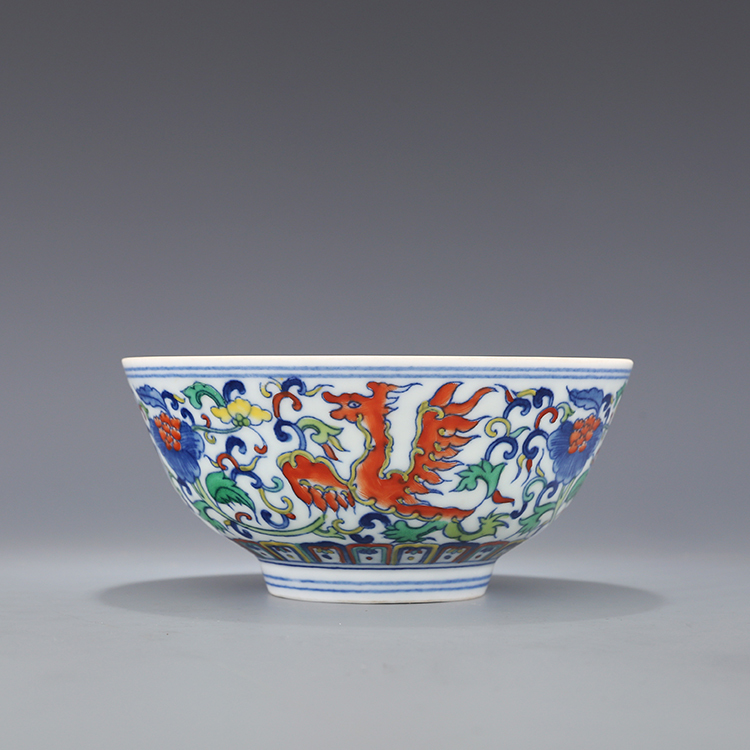 多寶屋】YD609□精品！大清雍正年製款 青花斗彩双鳳凰